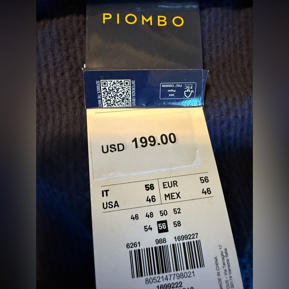 Piombo Men's 46 Navy Blue Linen Blazer - Picture 3 of 3